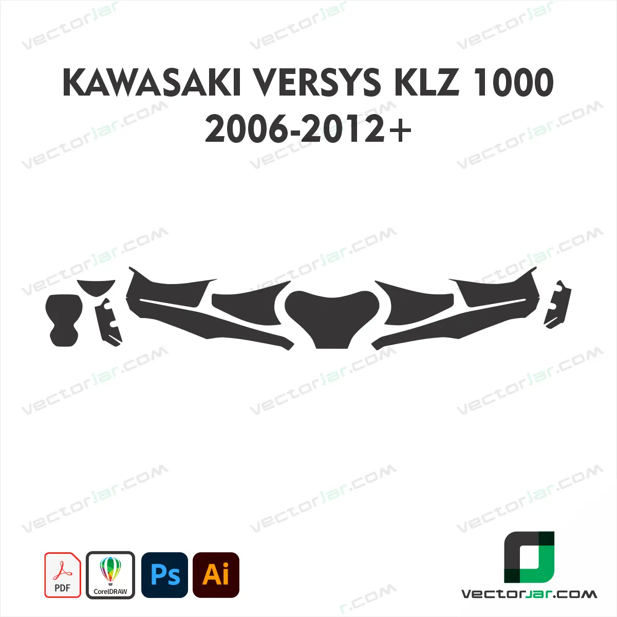 Kawasaki Versys KLZ 1000 2006-2012+ Motorcycle Paint Protection Film and Vinyl Wrap Vector Template