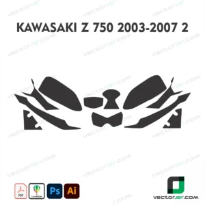 Kawasaki Z 750 2003-2007 2 Motorcycle Paint Protection Film and Vinyl Wrap Vector Template