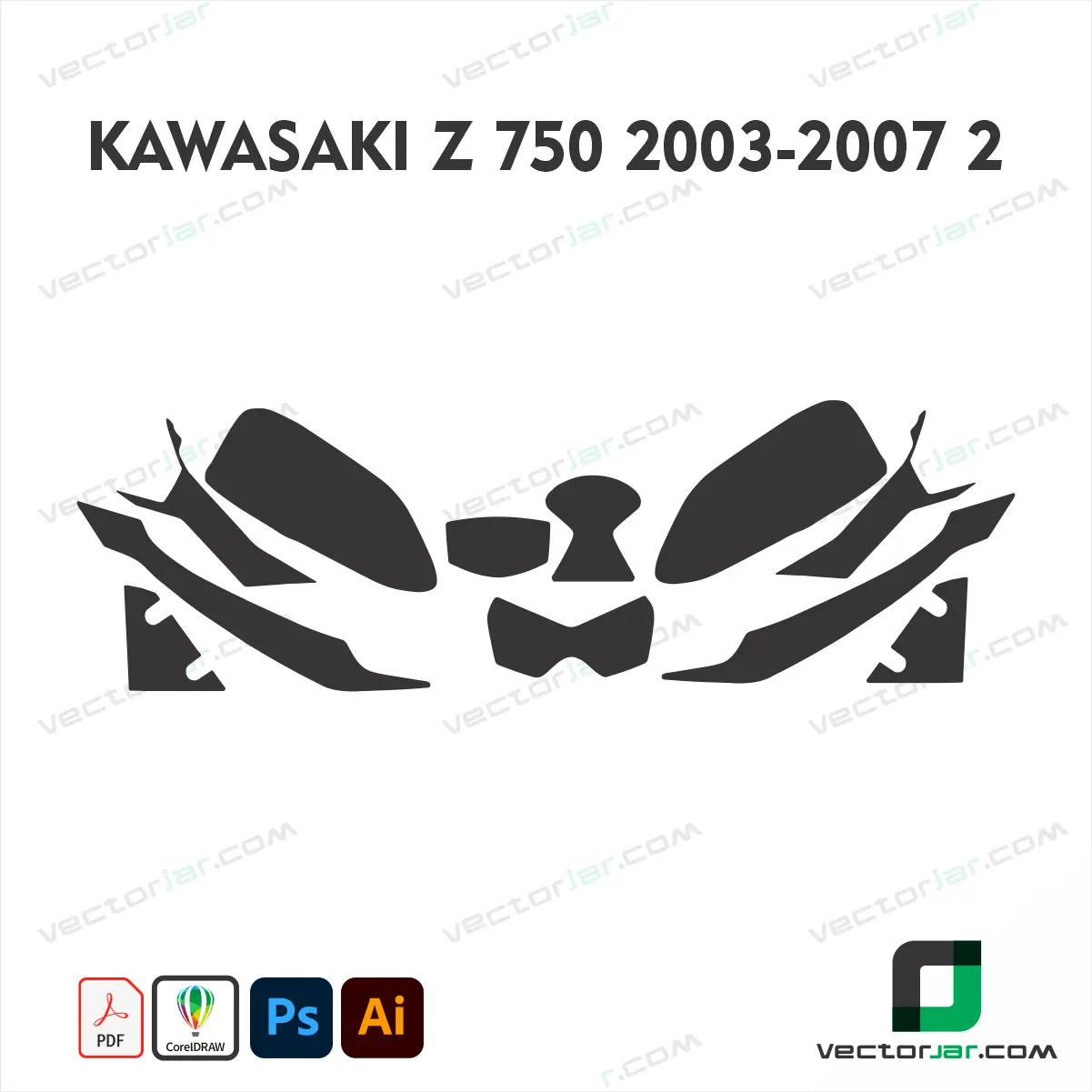 Kawasaki Z 750 2003-2007 2 Motorcycle Paint Protection Film and Vinyl Wrap Vector Template