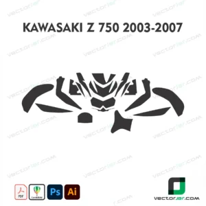 Kawasaki Z 750 2003-2007 Motorcycle Paint Protection Film and Vinyl Wrap Vector Template