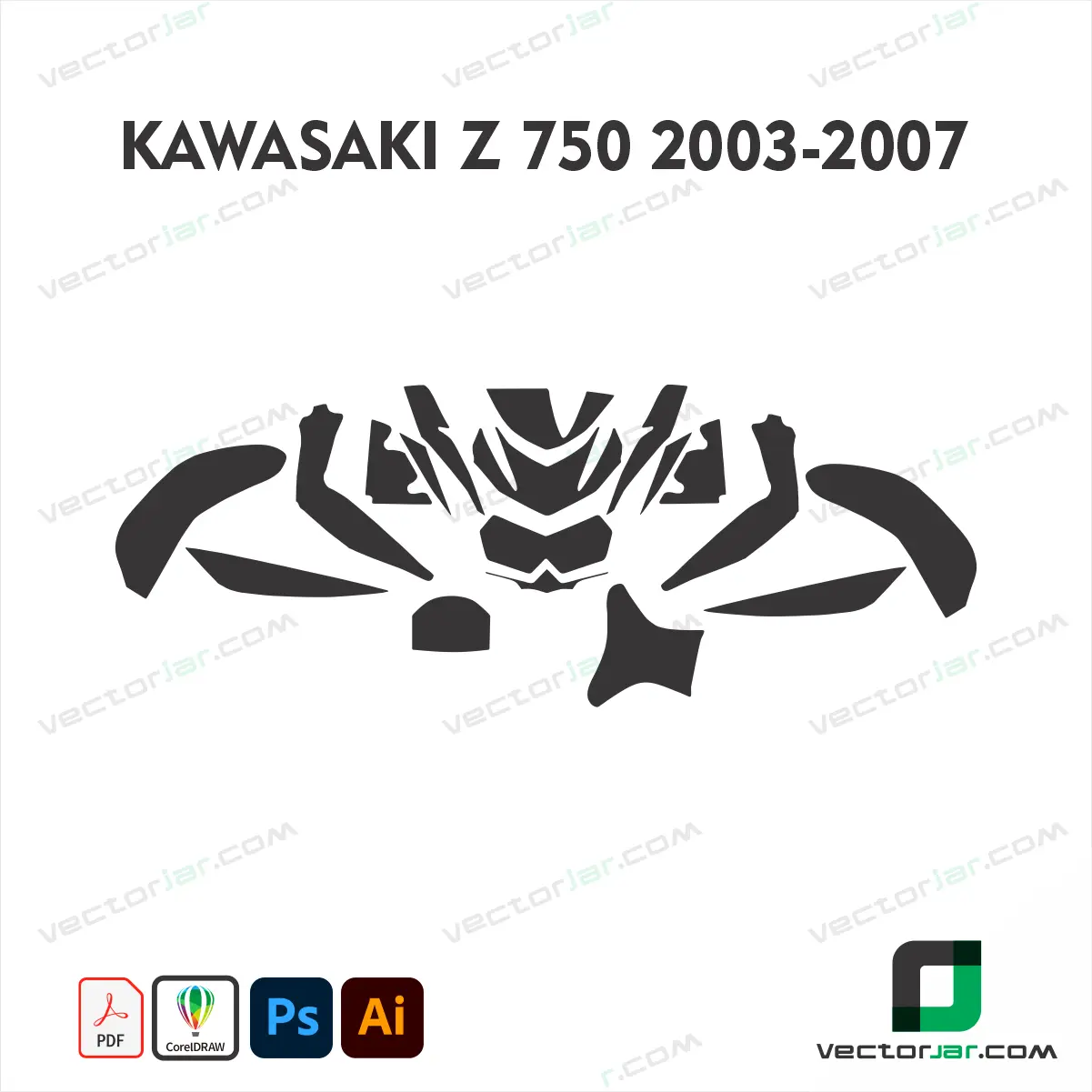 Kawasaki Z 750 2003-2007 Motorcycle Paint Protection Film and Vinyl Wrap Vector Template