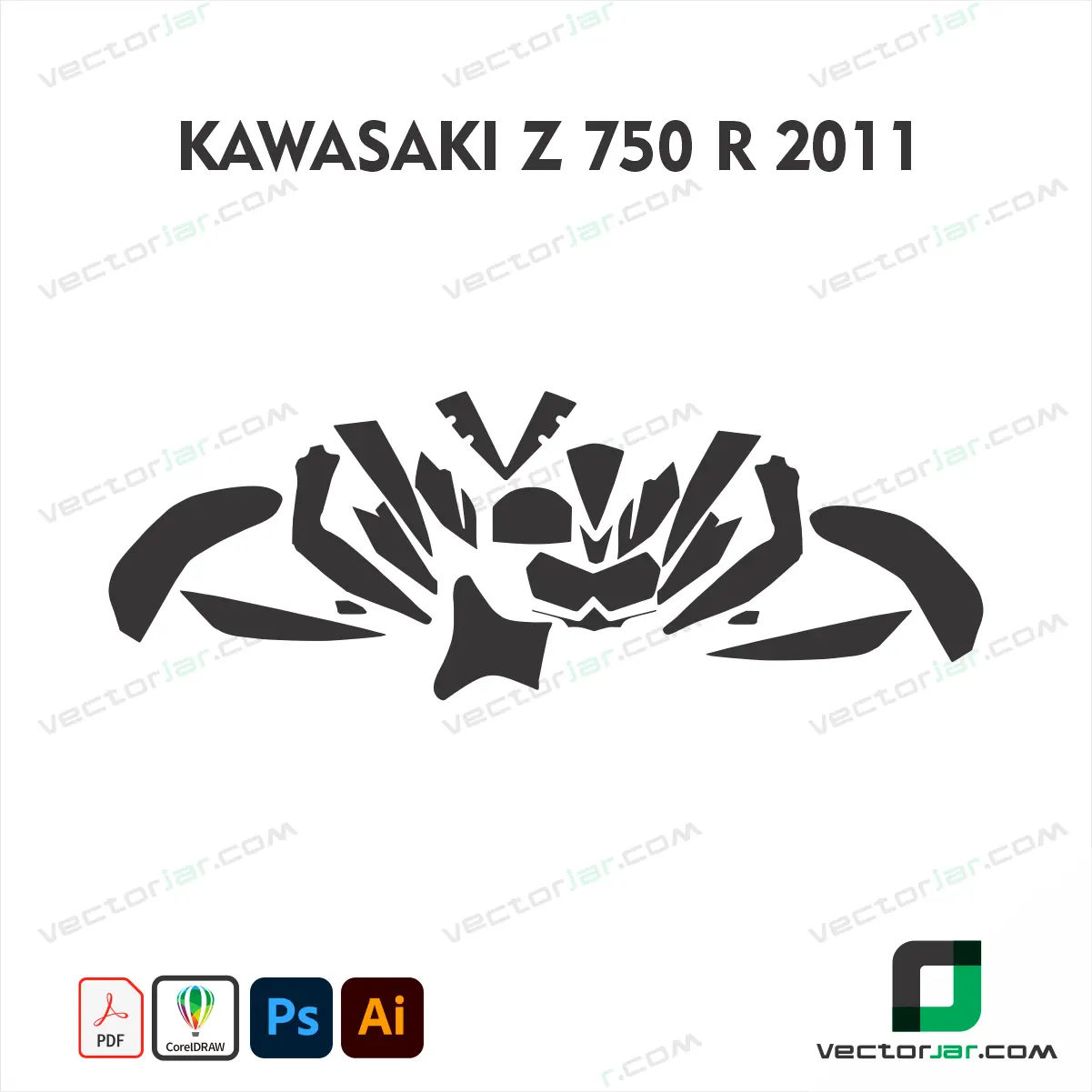 Kawasaki Z 750 R 2011 Motorcycle Paint Protection Film and Vinyl Wrap Vector Template
