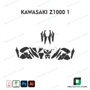 Kawasaki Z1000_1 Motorcycle Paint Protection Film and Vinyl Wrap Vector Template