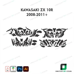 Kawasaki ZX-10R 2008-2011+ Motorcycle Paint Protection Film and Vinyl Wrap Vector Template