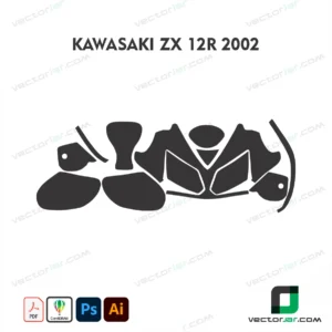 Kawasaki ZX-12R 2002 Motorcycle Paint Protection Film and Vinyl Wrap Vector Template
