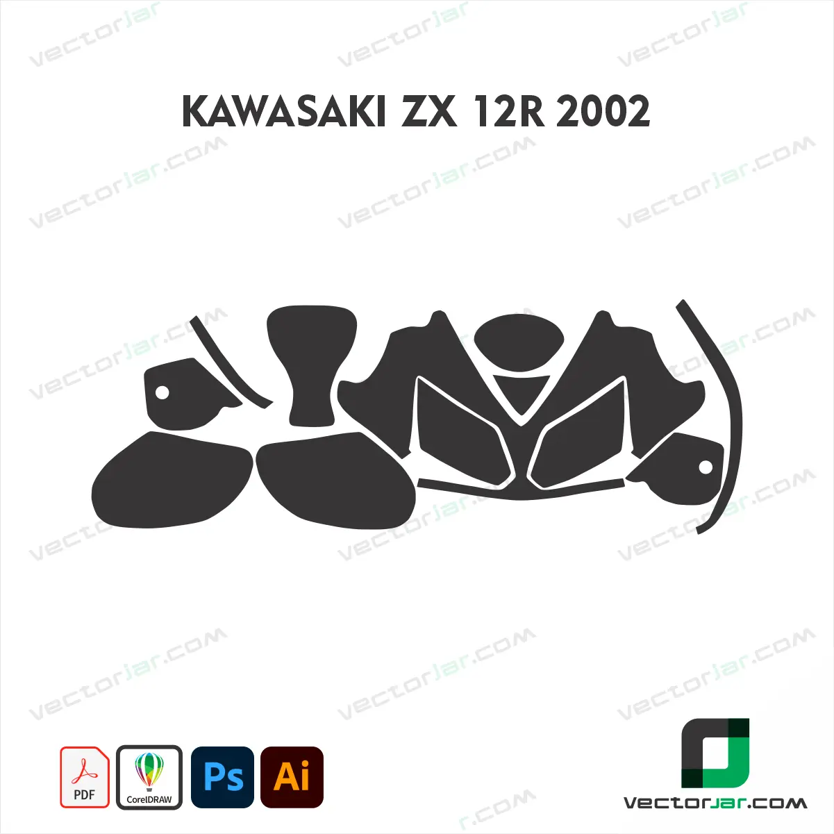 Kawasaki ZX-12R 2002 Motorcycle Paint Protection Film and Vinyl Wrap Vector Template