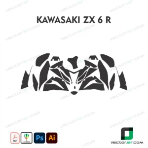Kawasaki ZX-6R Motorcycle Paint Protection Film and Vinyl Wrap Vector Template
