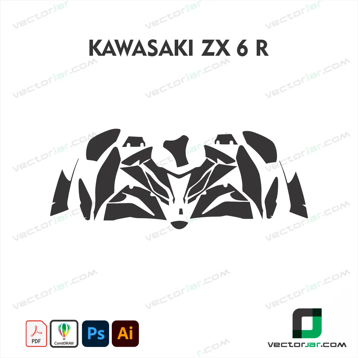 Kawasaki ZX-6R Motorcycle Paint Protection Film and Vinyl Wrap Vector Template