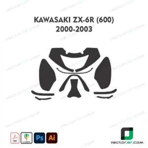 Kawasaki ZX-6R (600) 2000-2003 Motorcycle Paint Protection Film and Vinyl Wrap Vector Template