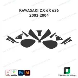 Kawasaki ZX-6R 636 2003-2004 Motorcycle Paint Protection Film and Vinyl Wrap Vector Template