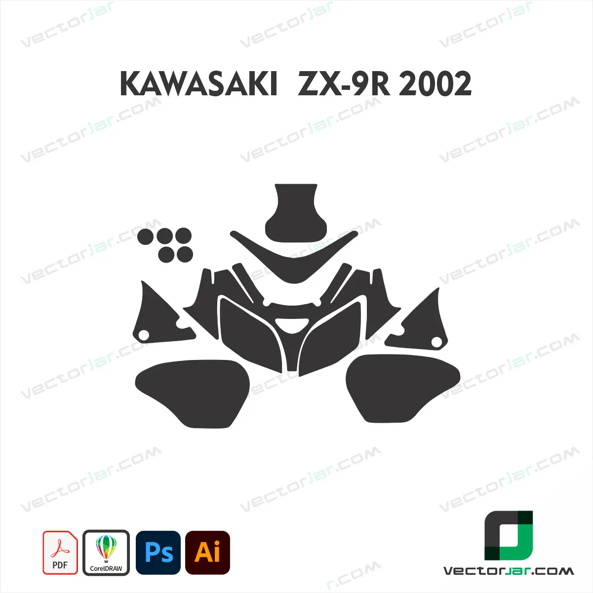 Kawasaki ZX-9R 2002 Motorcycle Paint Protection Film and Vinyl Wrap Vector Template