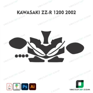Kawasaki ZZ-R 1200 2002 Motorcycle Paint Protection Film and Vinyl Wrap Vector Template