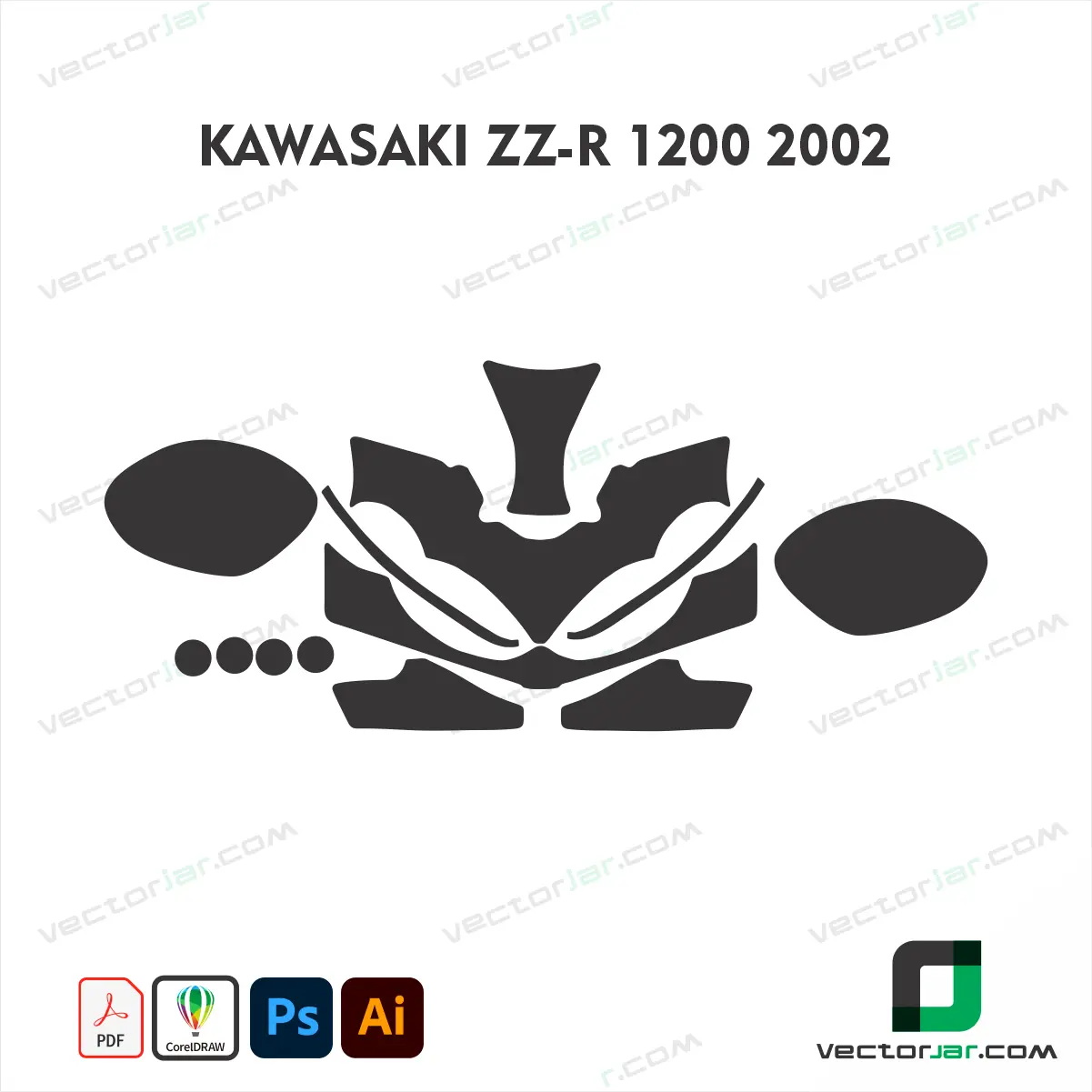 Kawasaki ZZ-R 1200 2002 Motorcycle Paint Protection Film and Vinyl Wrap Vector Template