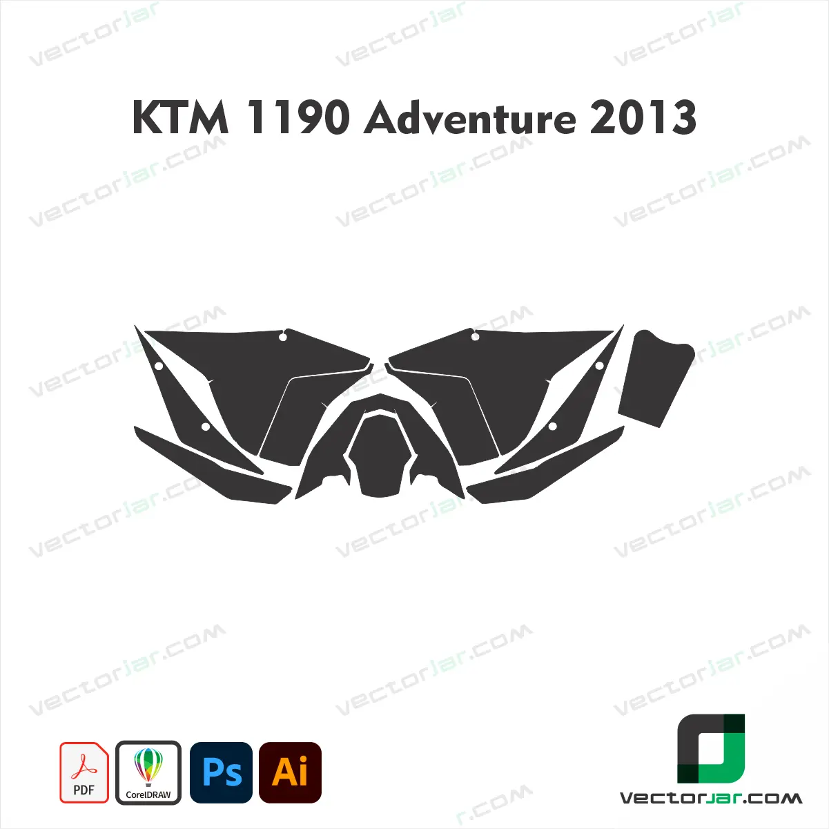 KTM 1190 Adventure 2013 Motorcycle Paint Protection Film and Vinyl Wrap Vector Template