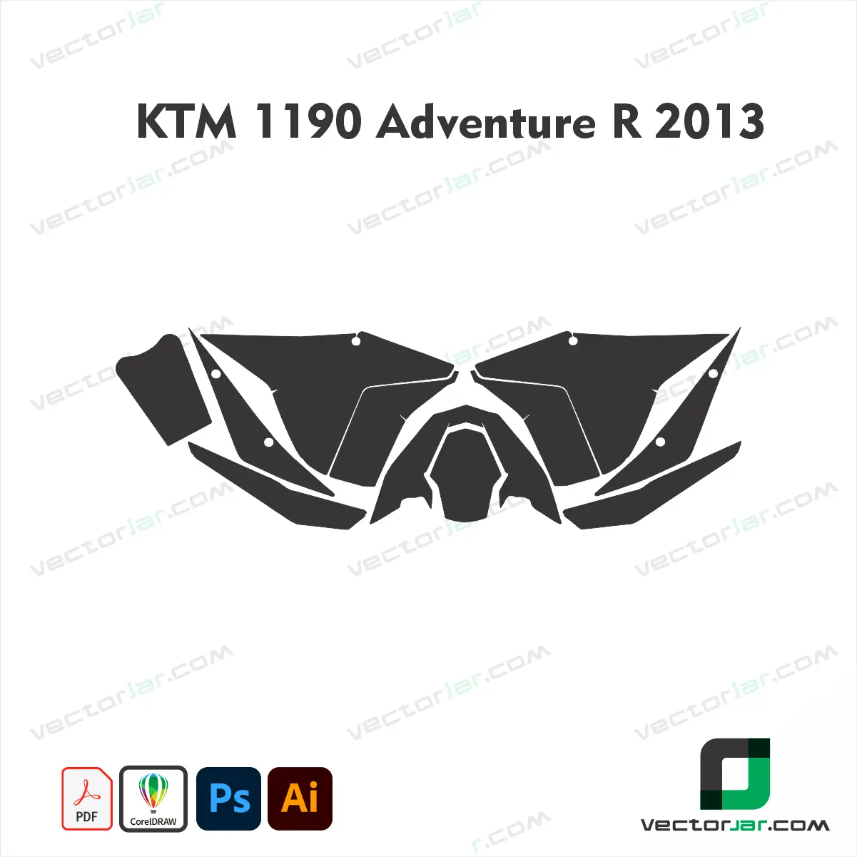 KTM 1190 Adventure R 2013 Motorcycle Paint Protection Film and Vinyl Wrap Vector Template