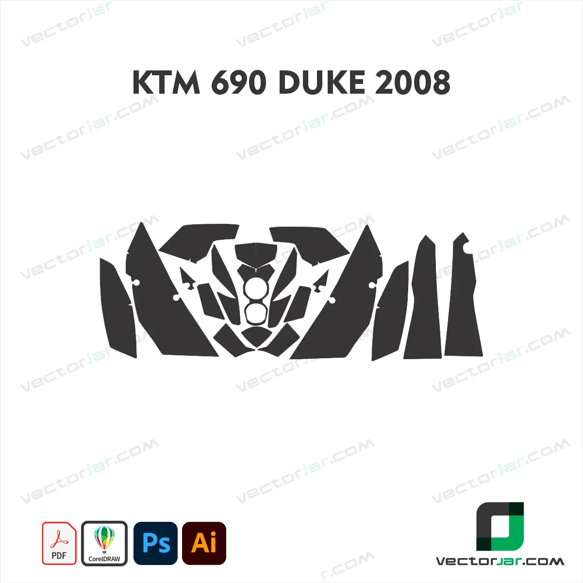 KTM 690 Duke 2008 Motorcycle Paint Protection Film and Vinyl Wrap Vector Template