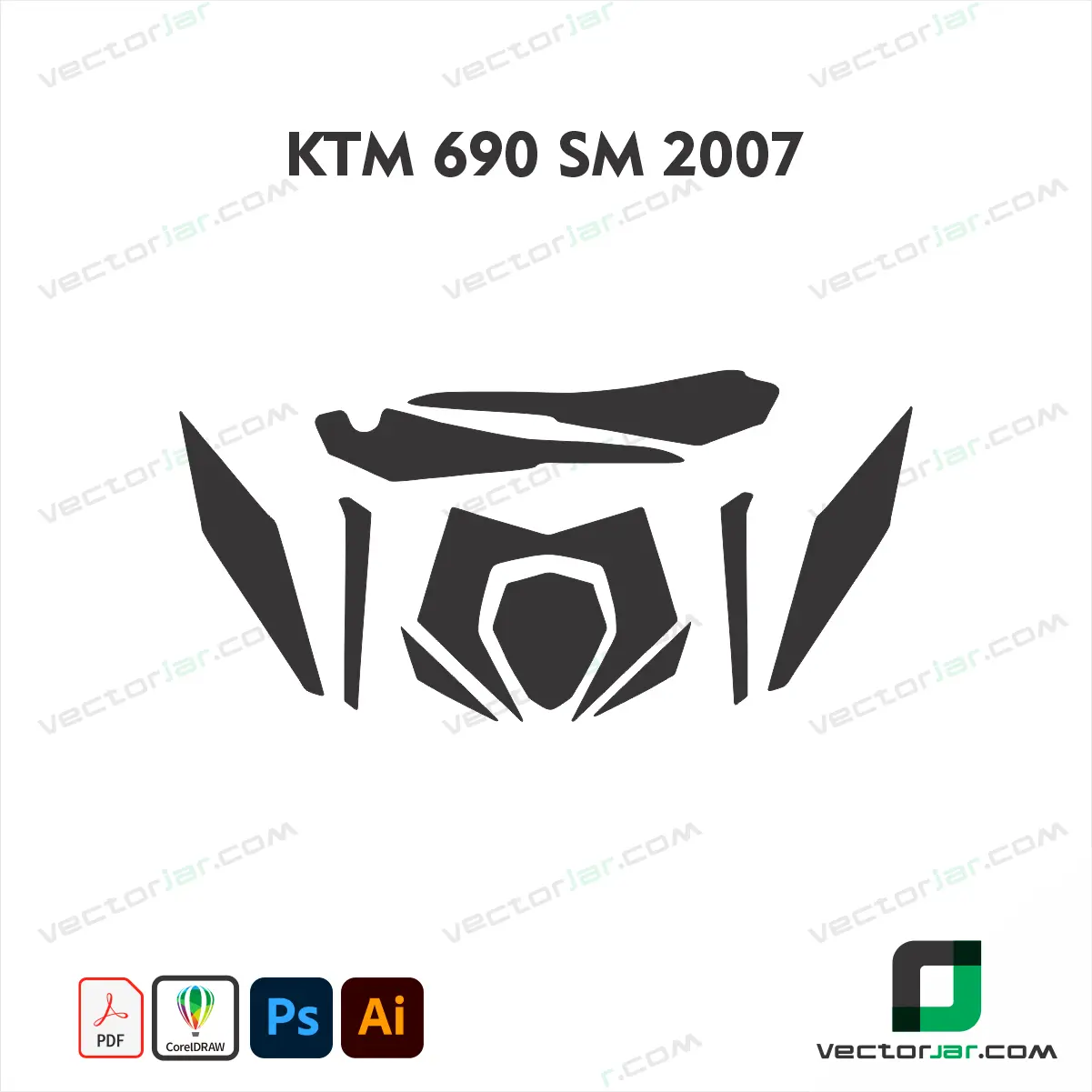 KTM 690 SM 2007 Motorcycle Paint Protection Film and Vinyl Wrap Vector Template