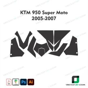 KTM 950 Super Moto 05-2007 Motorcycle Paint Protection Film and Vinyl Wrap Vector Template