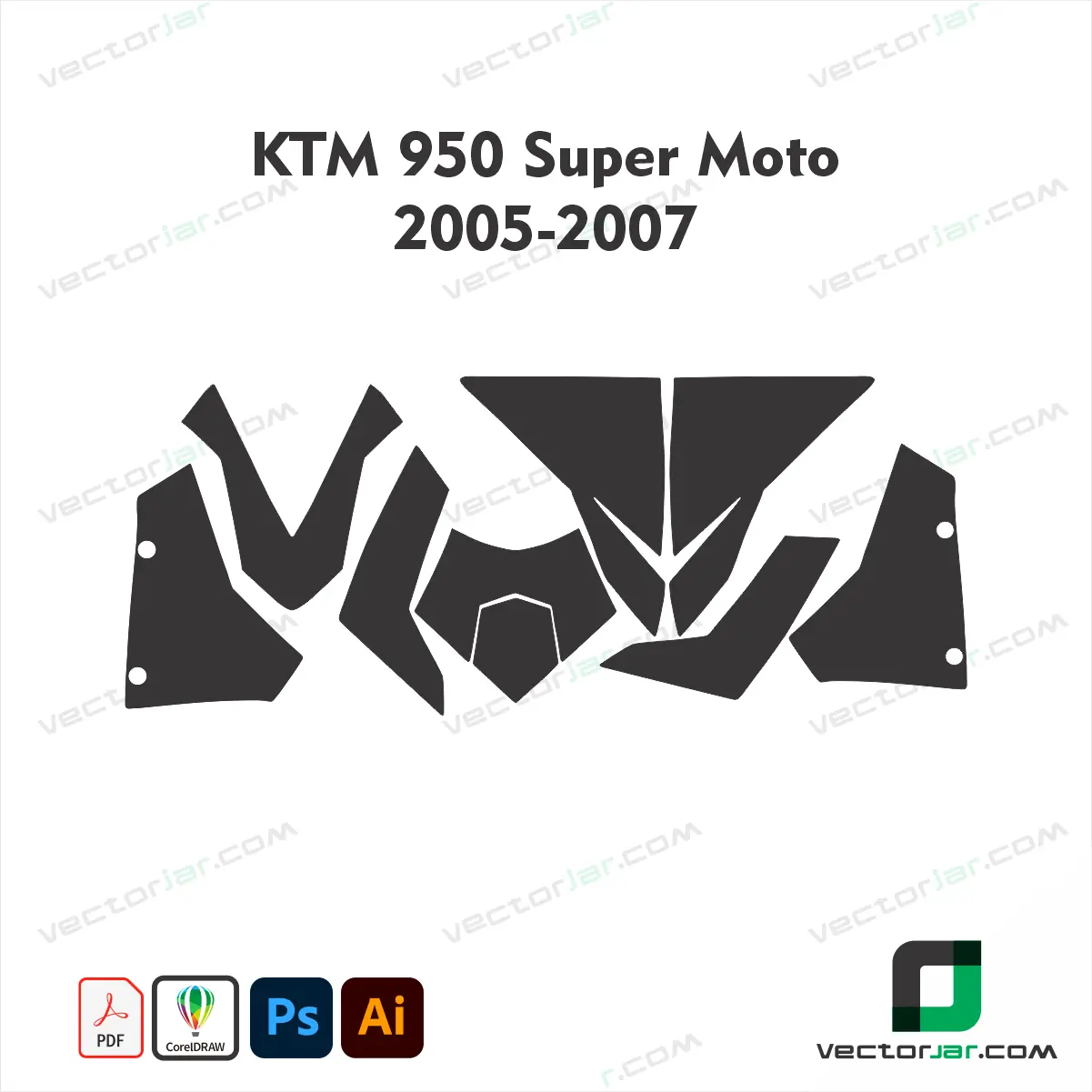 KTM 950 Super Moto 05-2007 Motorcycle Paint Protection Film and Vinyl Wrap Vector Template