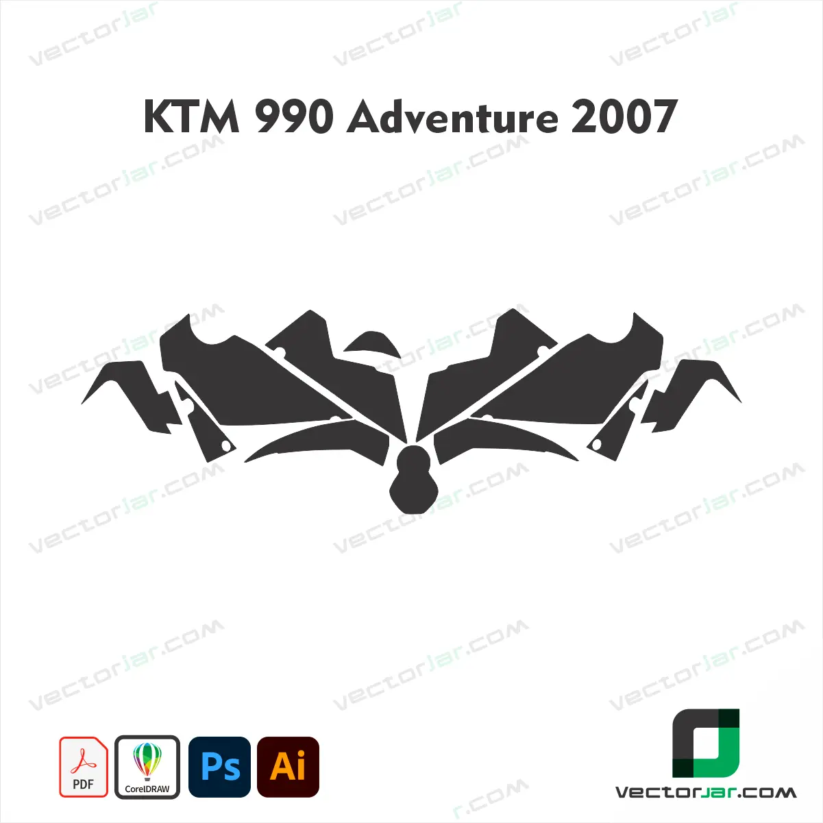 KTM 990 Adventure 2007 Motorcycle Paint Protection Film and Vinyl Wrap Vector Template