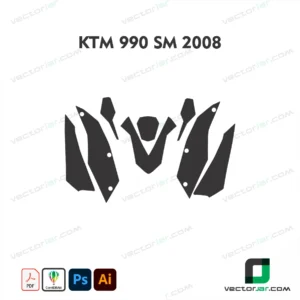 KTM 990 SM 2008 Motorcycle Paint Protection Film and Vinyl Wrap Vector Template