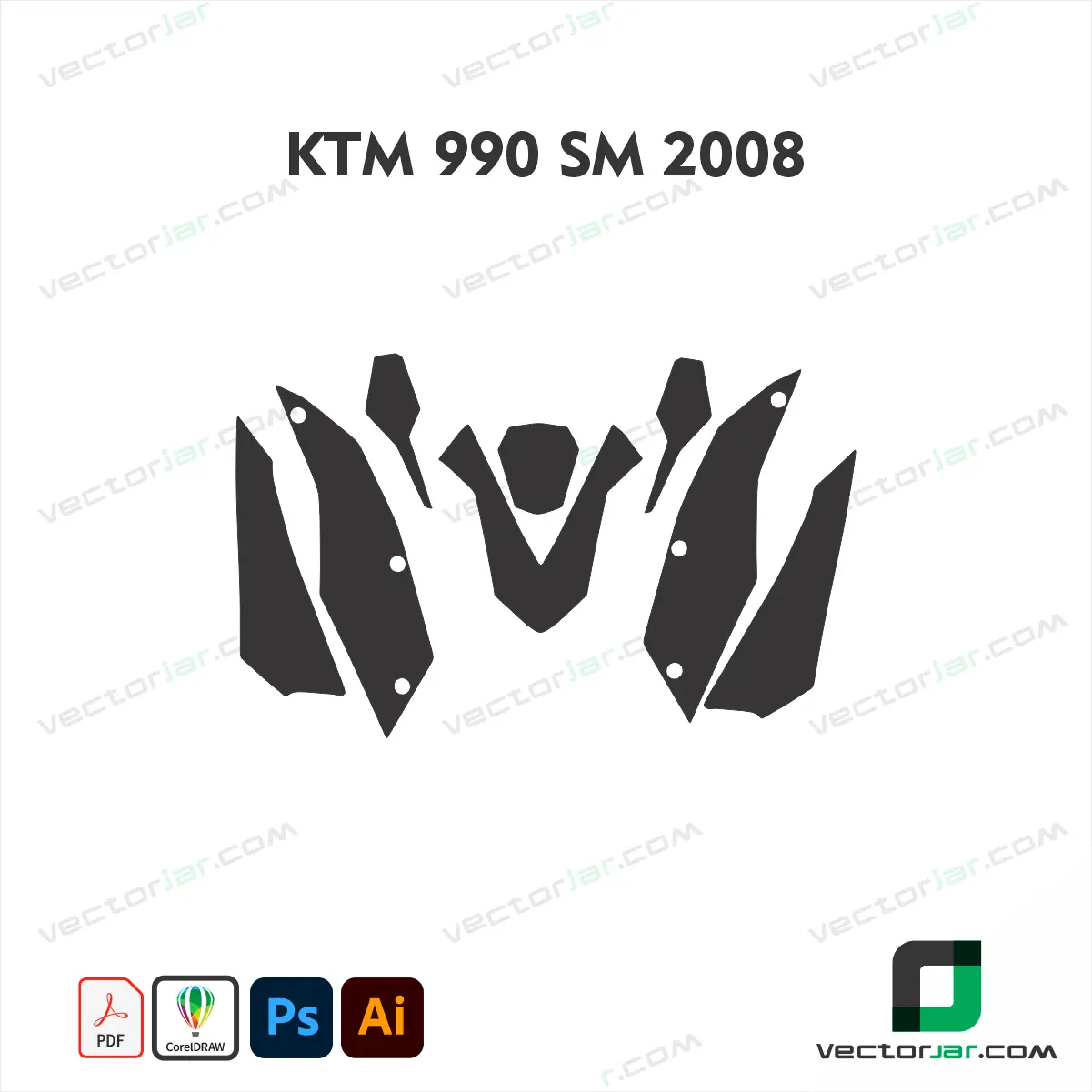 KTM 990 SM 2008 Motorcycle Paint Protection Film and Vinyl Wrap Vector Template