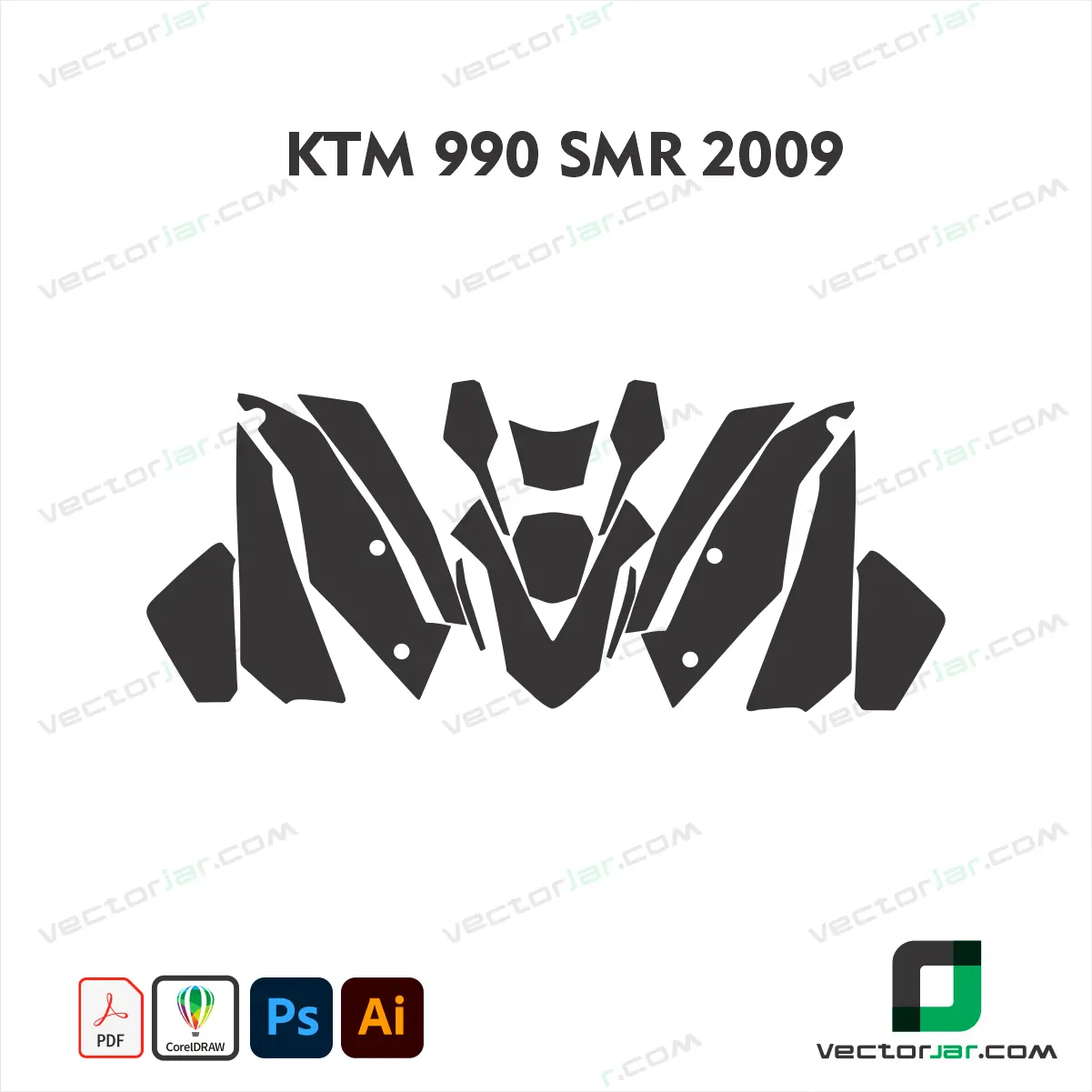 KTM 990 SMR 2009 Motorcycle Paint Protection Film and Vinyl Wrap Vector Template