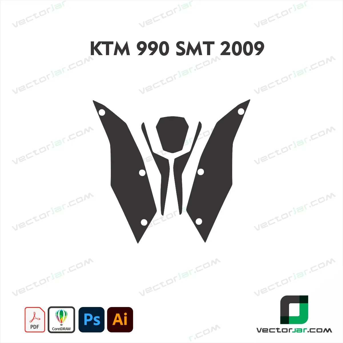 KTM 990 SMT 2009 Motorcycle Paint Protection Film and Vinyl Wrap Vector Template