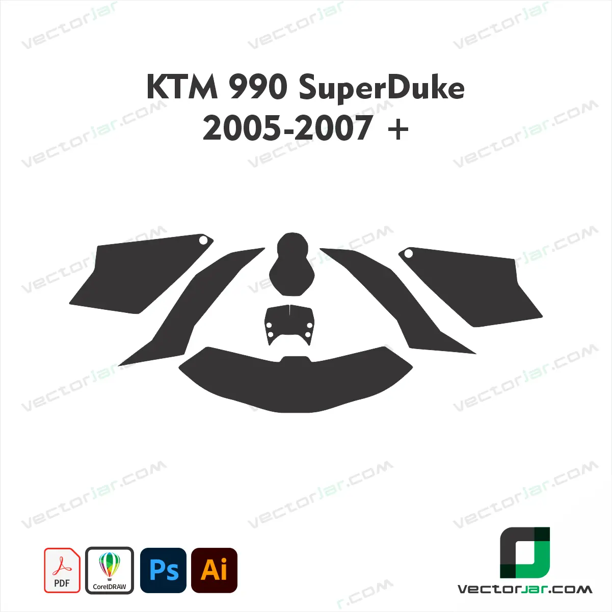 KTM 990 Super Duke 05-2007+ PPF & Wrap Template