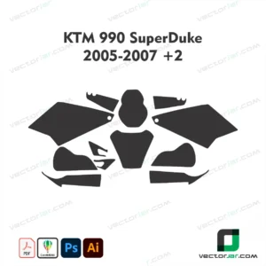 KTM 990 Super Duke 05-2007 +2 Motorcycle Paint Protection Film and Vinyl Wrap Vector Template