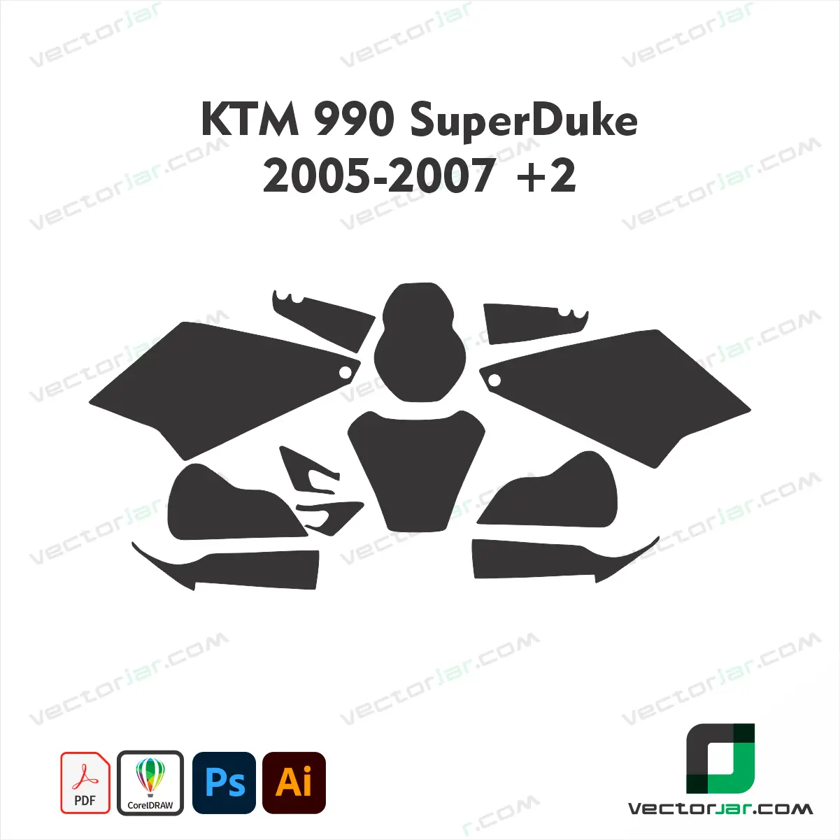 KTM 990 Super Duke 05-2007 +2 Motorcycle Paint Protection Film and Vinyl Wrap Vector Template