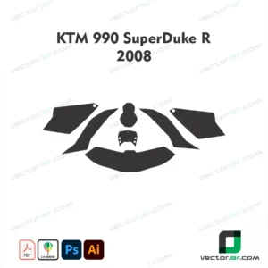 KTM 990 Super Duke R 2008 Motorcycle Paint Protection Film and Vinyl Wrap Vector Template