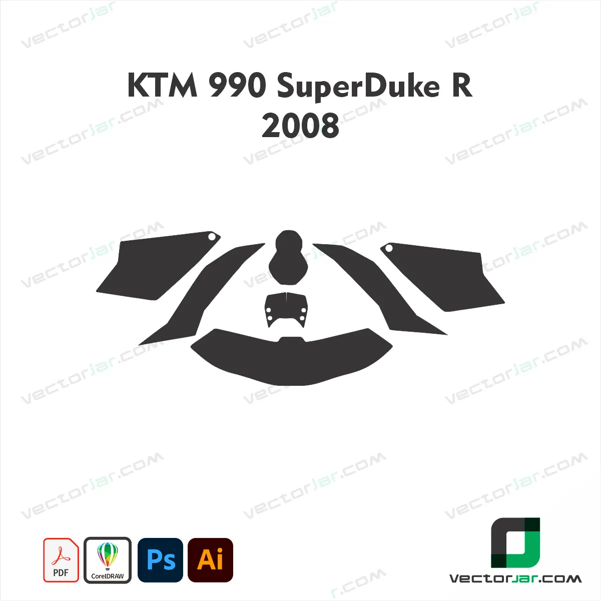 KTM 990 Super Duke R 2008 Motorcycle Paint Protection Film and Vinyl Wrap Vector Template
