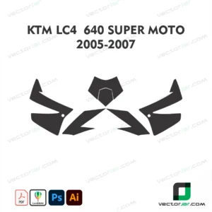KTM LC4 640 Super Moto 05-2007 Motorcycle Paint Protection Film and Vinyl Wrap Vector Template