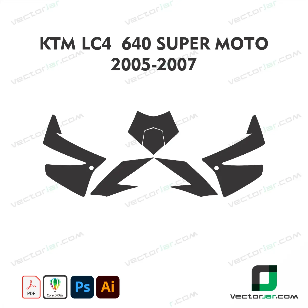 KTM LC4 640 Super Moto 05-2007 Motorcycle Paint Protection Film and Vinyl Wrap Vector Template
