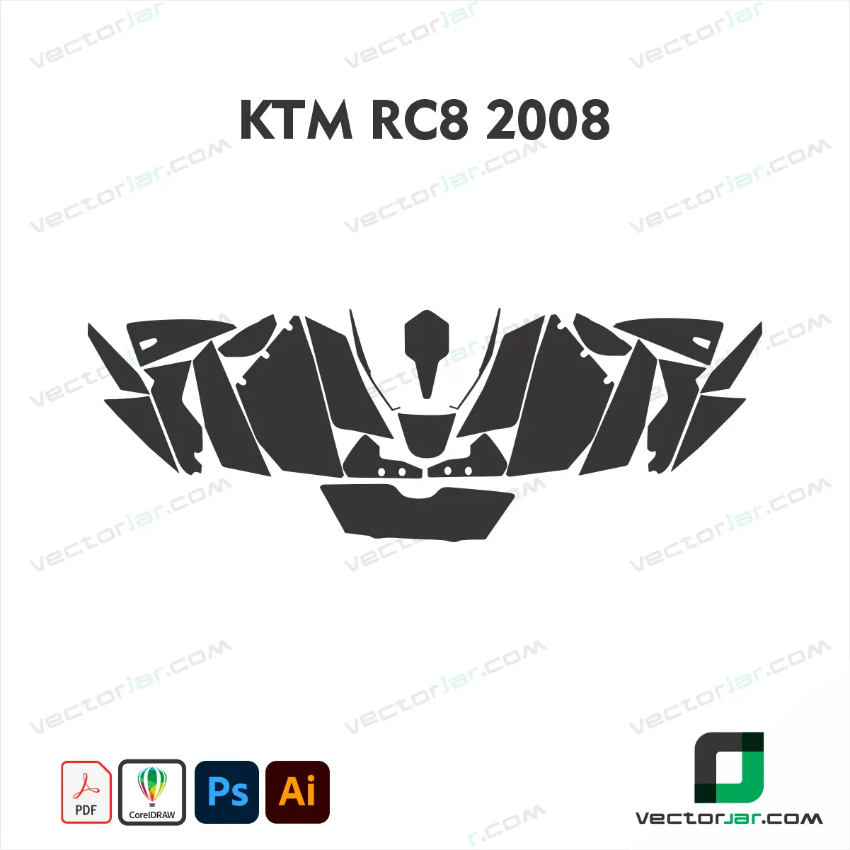 KTM RC8 2008 Motorcycle Paint Protection Film and Vinyl Wrap Vector Template