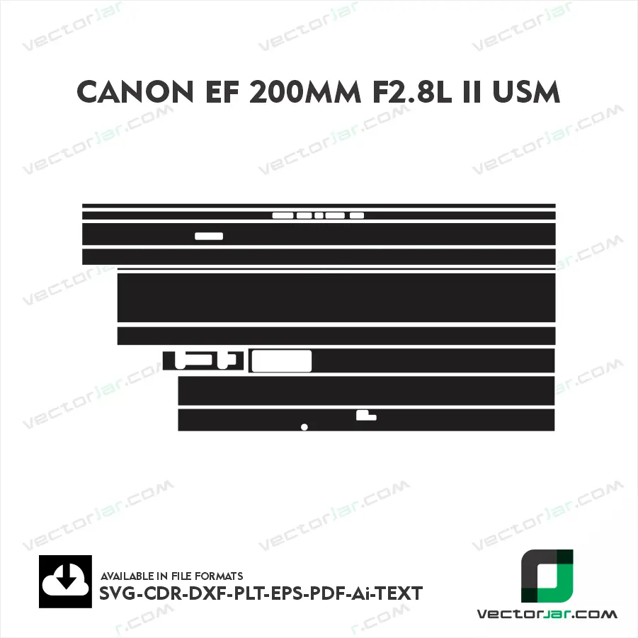 Canon EF 200mm F2.8L II USM Exact Fit Lens Skin Vector Template