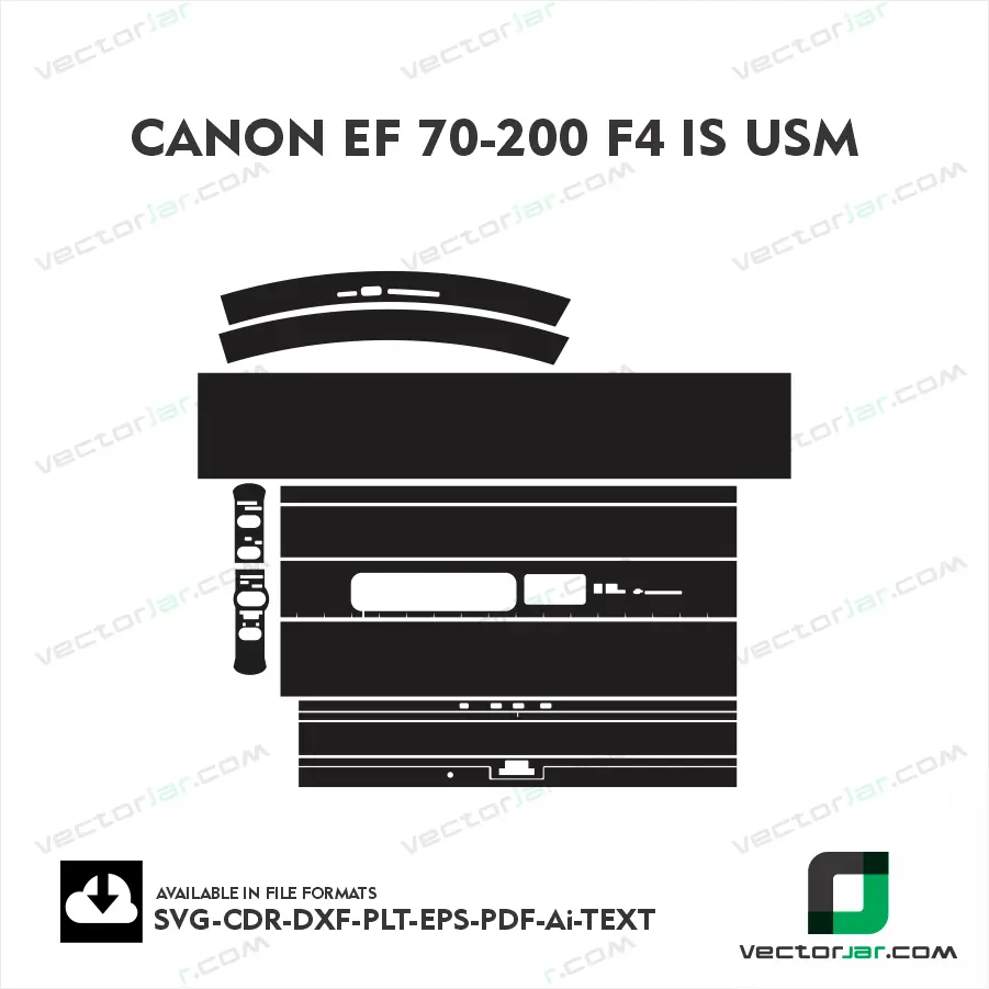 Canon EF 70-200 F4 IS USM Exact Fit Lens Skin Vector Template