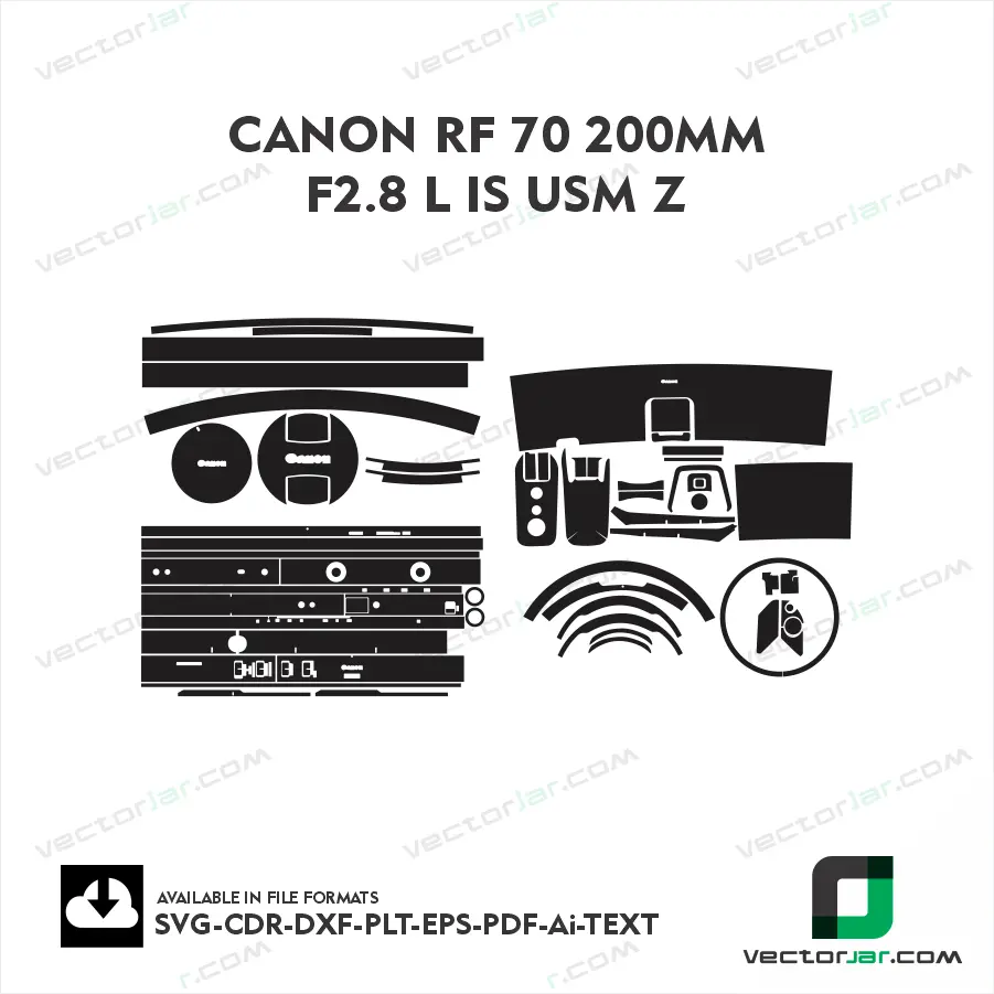 Canon RF 70-200mm F2.8 L IS USM Z Exact Fit Lens Skin Vector Template