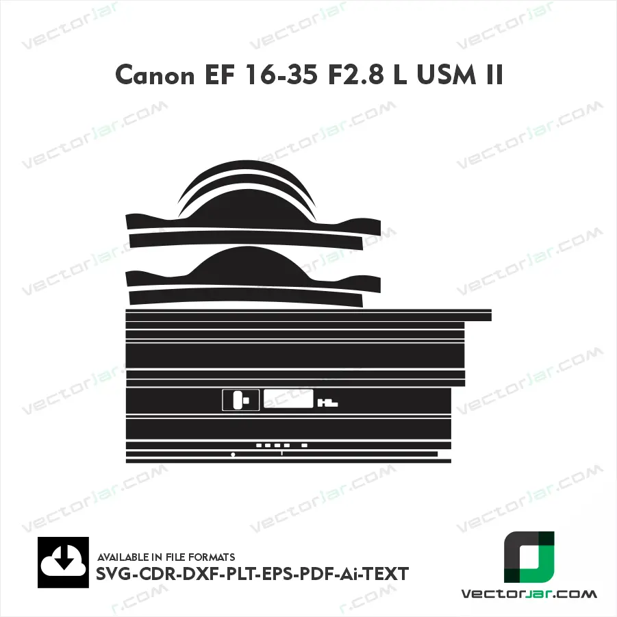 Canon EF 16-35 F2.8 L USM II Exact Fit Lens Skin Vector Template