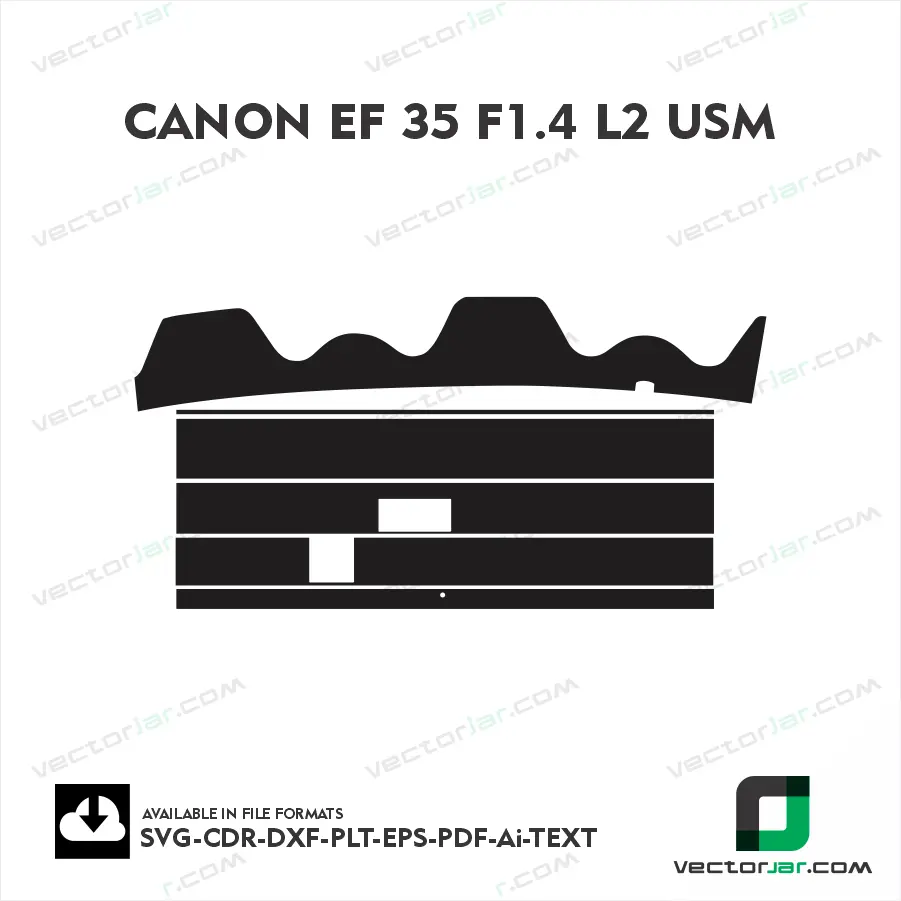 Canon EF 35 F1.4 L II USM Exact Fit Lens Skin Vector Template