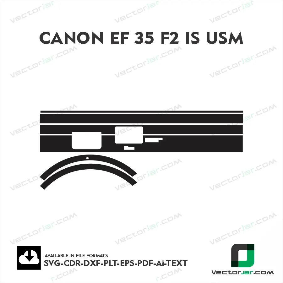 Canon EF 35 F2 IS USM Exact Fit Lens Skin Vector Template