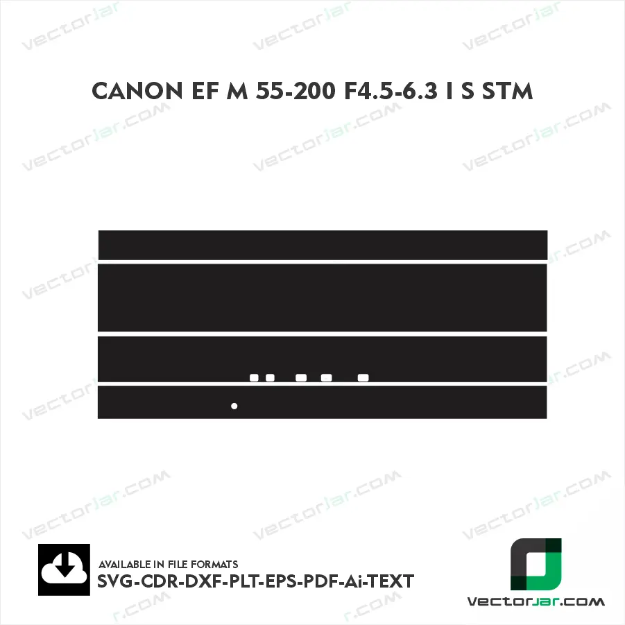 Canon EF-M 55-200mm F4.5-6.3 IS STM Exact Fit Lens Skin Vector Template