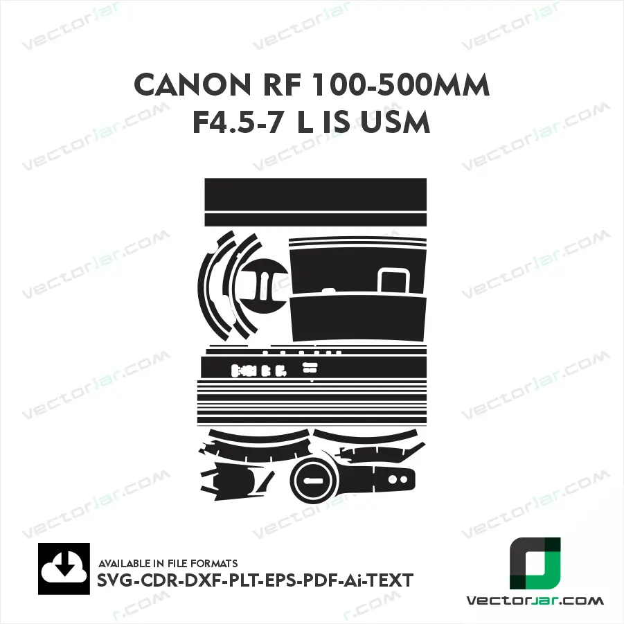 Canon RF 100-500mm F4.5-7.1 L IS USM Exact Fit Lens Skin Vector Template