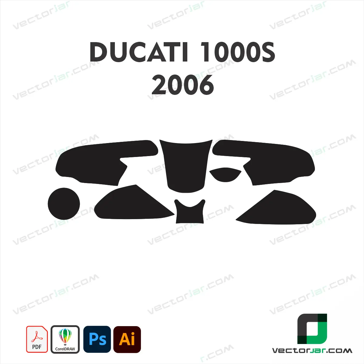 Ducati 1000S 2006 Motorcycle Paint Protection Film and Vinyl Wrap Vector Template