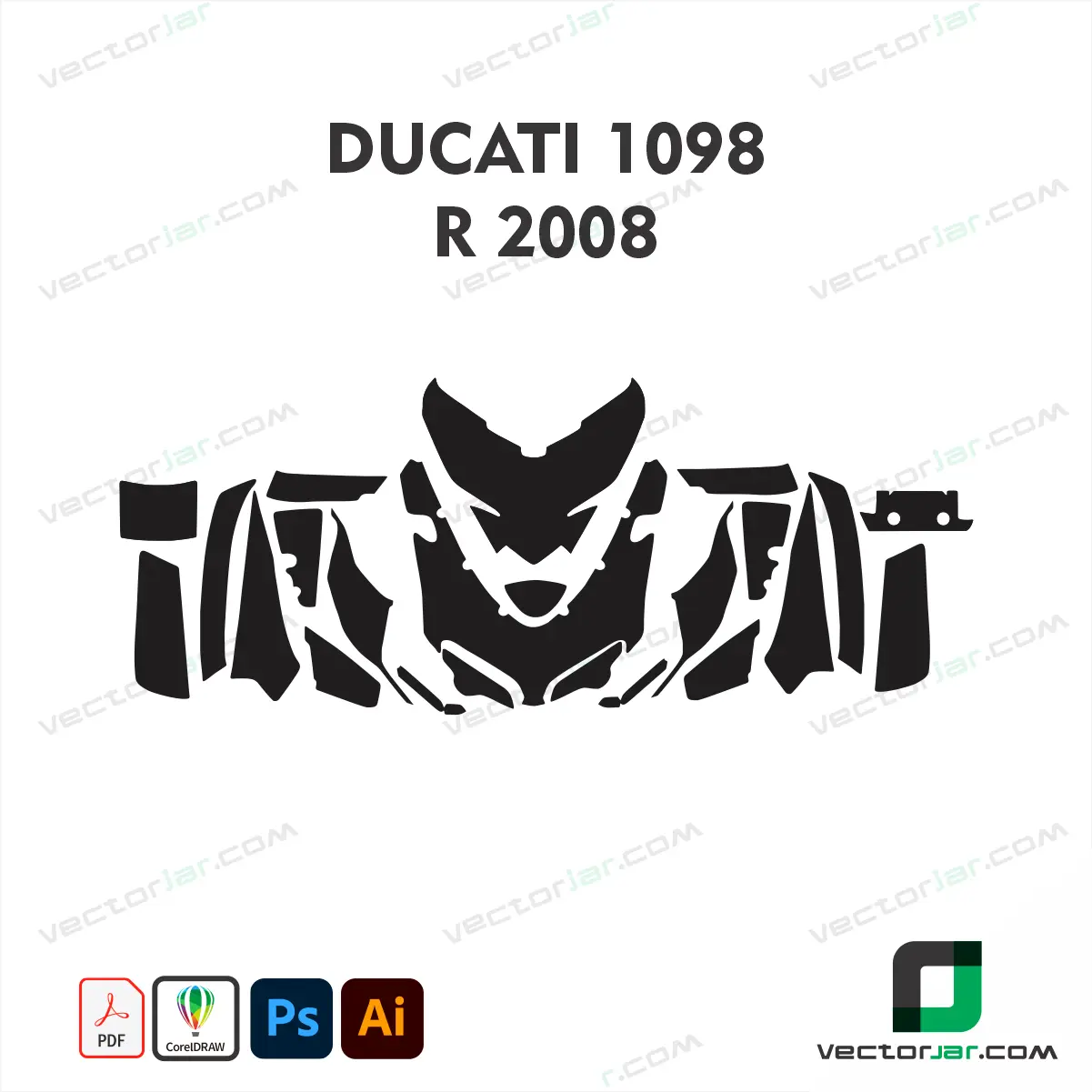 Ducati 1098 R 2008 Motorcycle Paint Protection Film and Vinyl Wrap Vector Template