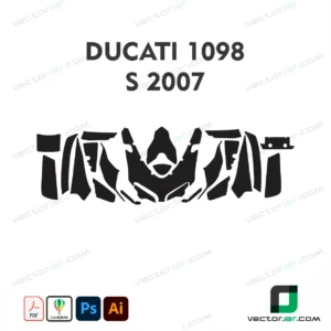 Ducati 1098 S 2007 Motorcycle Paint Protection Film and Vinyl Wrap Vector Template