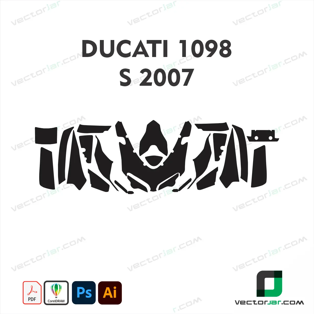 Ducati 1098 S 2007 Motorcycle Paint Protection Film and Vinyl Wrap Vector Template