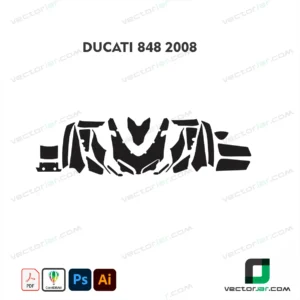 Ducati 848 2008 Motorcycle Paint Protection Film and Vinyl Wrap Vector Template