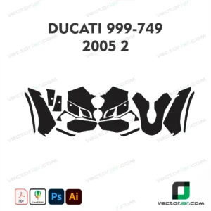 Ducati 999 and Ducati 749 2005 Version 2 Motorcycle Paint Protection Film and Vinyl Wrap Vector Template